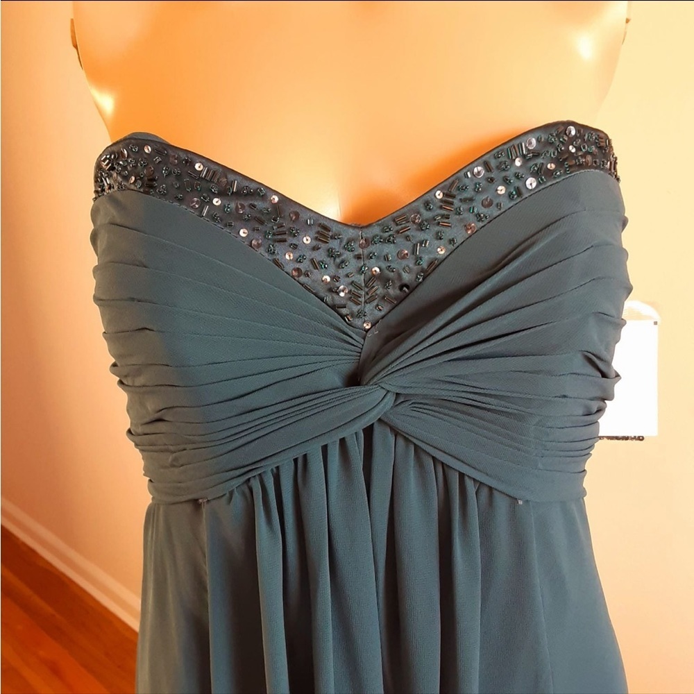 David's Bridal Oasis Blue Strapless Maxi Dress Size 2 - Picture 2 of 8